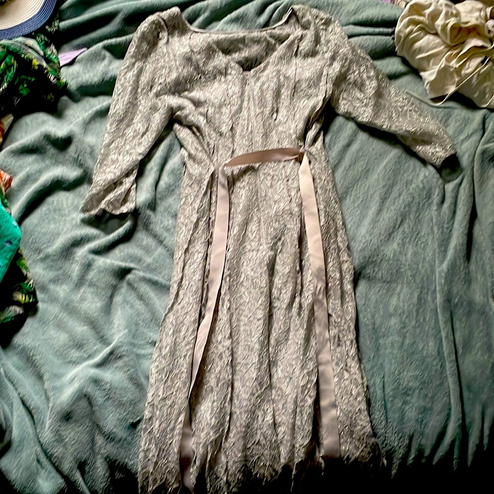 Alex Evenings Ankle length silver sparkly dress